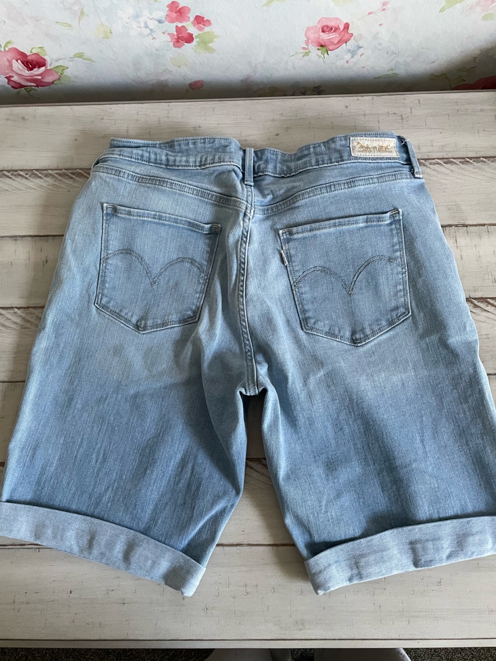 FLAW Levis Light Wash white patch Denim Bermuda Shorts
